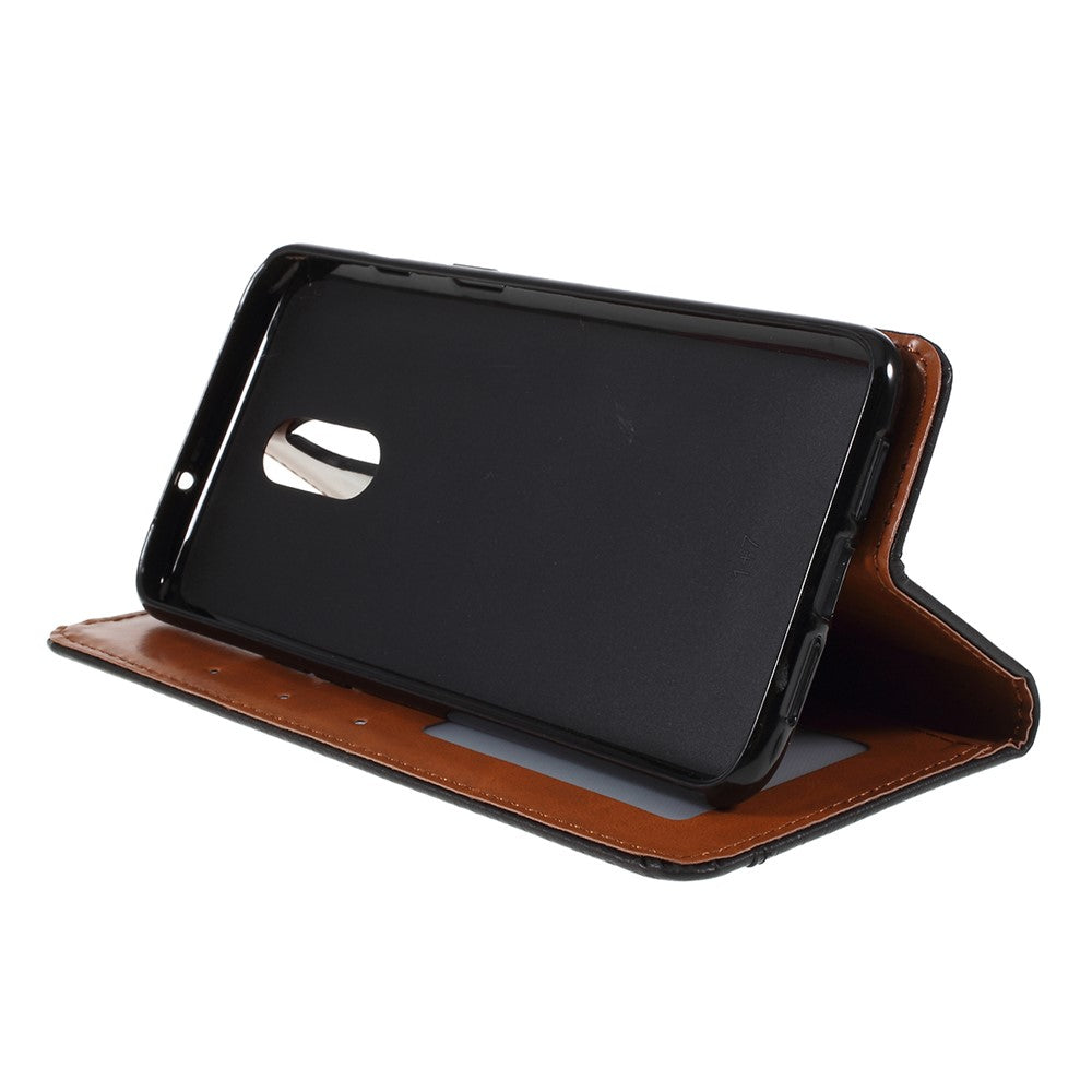 Självabsorberande plånboksfodral i läder med stativ till OnePlus 7