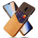 PC + PU + Tyg Hybrid mobil Baksida Skal med Kortplats för OnePlus OnePlus 7