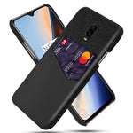 PC + PU + Tyg Hybrid mobil Baksida Skal med Kortplats för OnePlus OnePlus 7