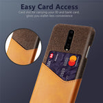 Card Slot PC + PU Leather + Cloth Hybrid Protective Back Case for OnePlus 7 Pro