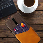 Card Slot PC + PU Leather + Cloth Hybrid Protective Back Case for OnePlus 7 Pro