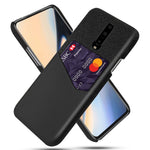 Card Slot PC + PU Leather + Cloth Hybrid Protective Back Case for OnePlus 7 Pro