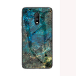 Hybrid Cover til OnePlus 7 med Marmorprint i Hærdet Glas + PC + TPU
