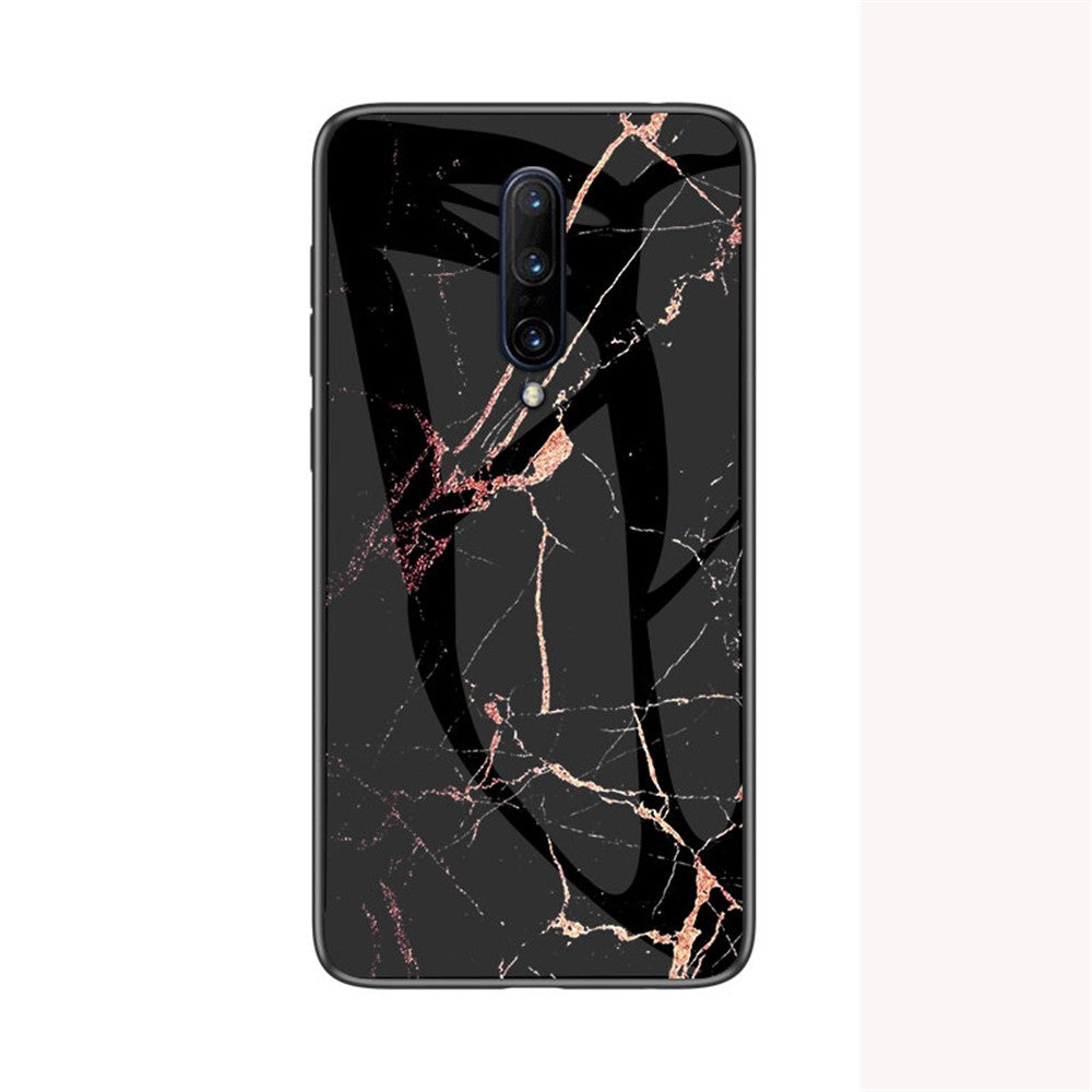 Marmorskinn i härdat glas + PC + TPU-skal för OnePlus 7 Pro