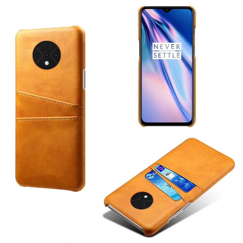 Dubbla kortplatser PU-läderbelagt hårt PC-skal för OnePlus 7T
