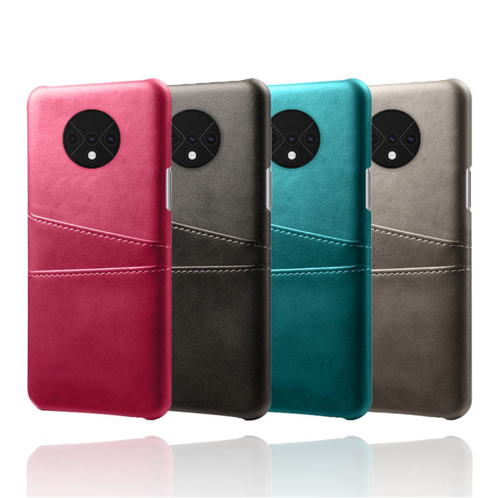Dubbla kortplatser PU-läderbelagt hårt PC-skal för OnePlus 7T