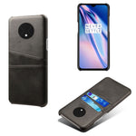 Dubbla kortplatser PU-läderbelagt hårt PC-skal för OnePlus 7T