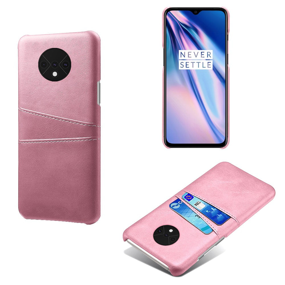 Dubbla kortplatser PU-läderbelagt hårt PC-skal för OnePlus 7T