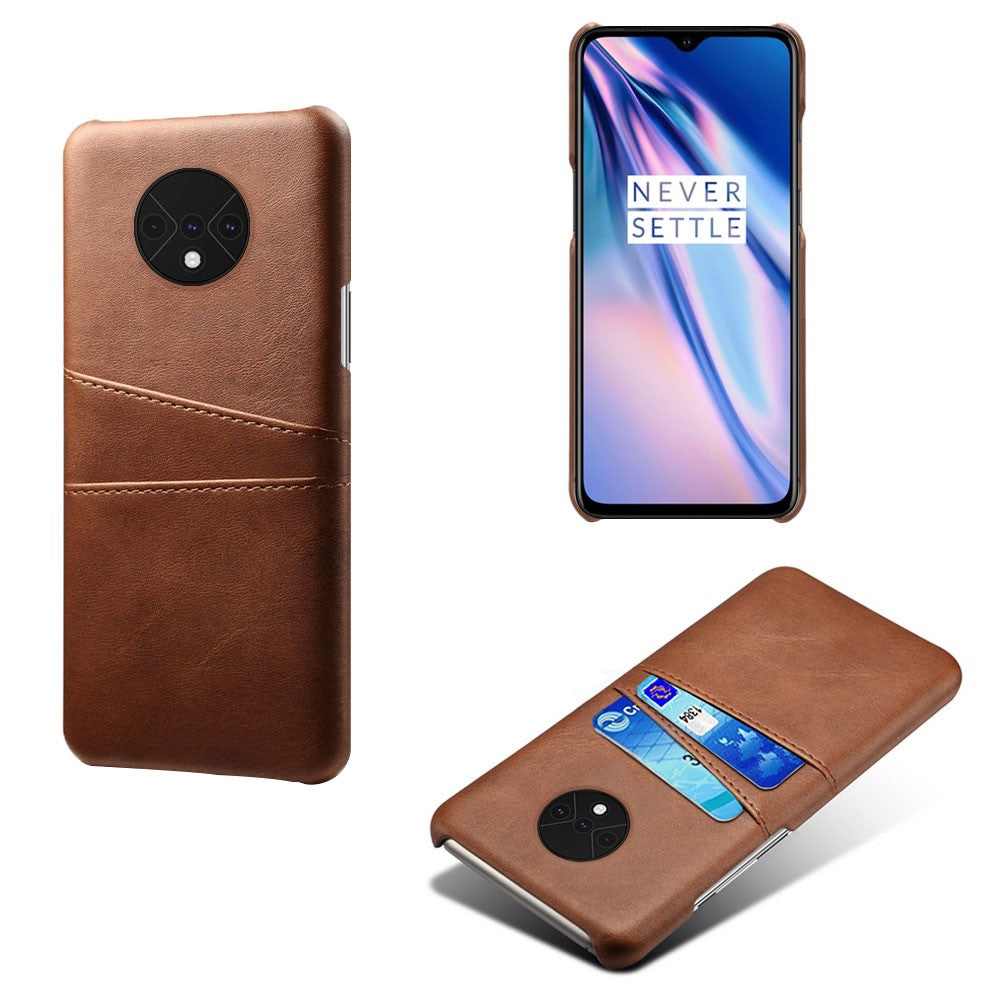 Dubbla kortplatser PU-läderbelagt hårt PC-skal för OnePlus 7T
