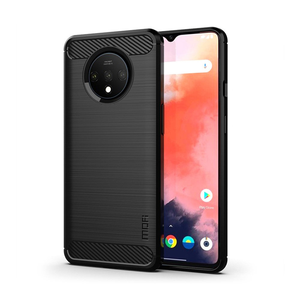 MOFI Kolfiberstruktur Borstad TPU Baksida Skal för OnePlus 7T