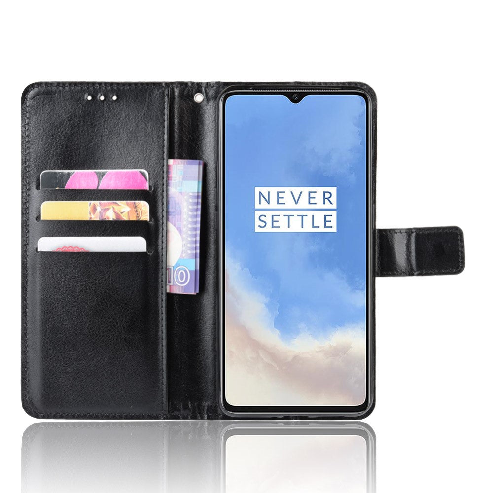 Crazy Horse Skin Läderplånboksfodral till OnePlus 7T