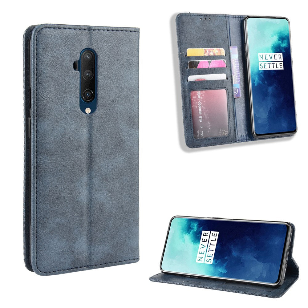 Retro-stil självabsorberande läderfodral för OnePlus 7T Pro