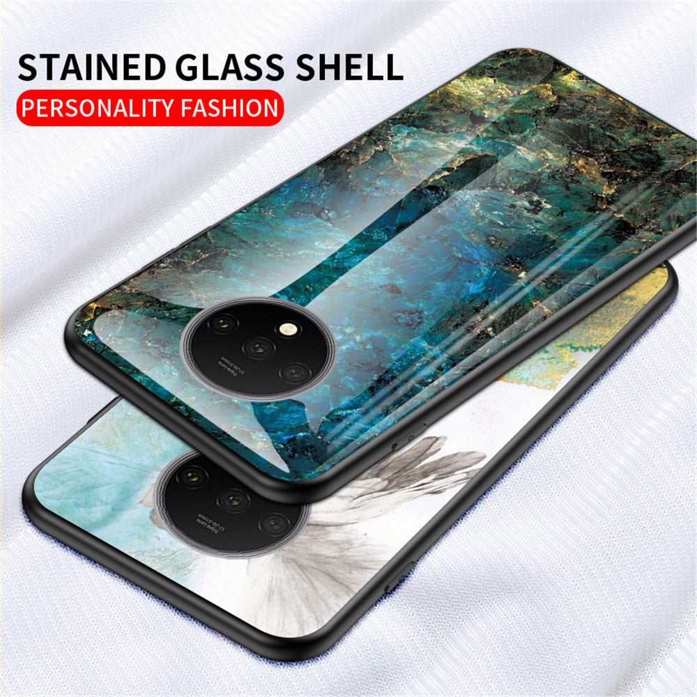 Mobilskal i marmorerat härdat glas i PC + TPU för OnePlus 7T