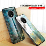 Mobilskal i marmorerat härdat glas i PC + TPU för OnePlus 7T