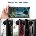 Mobilskal i marmorerat härdat glas i PC + TPU för OnePlus 7T
