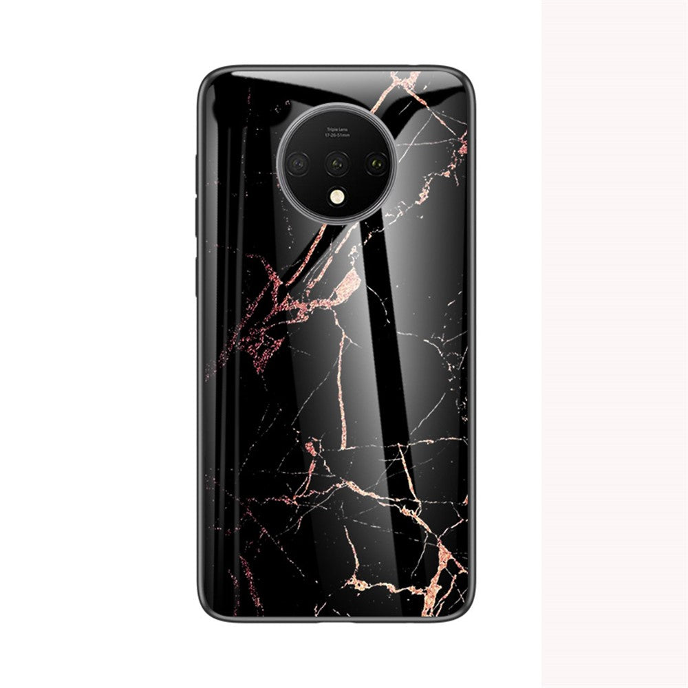 Mobilskal i marmorerat härdat glas i PC + TPU för OnePlus 7T