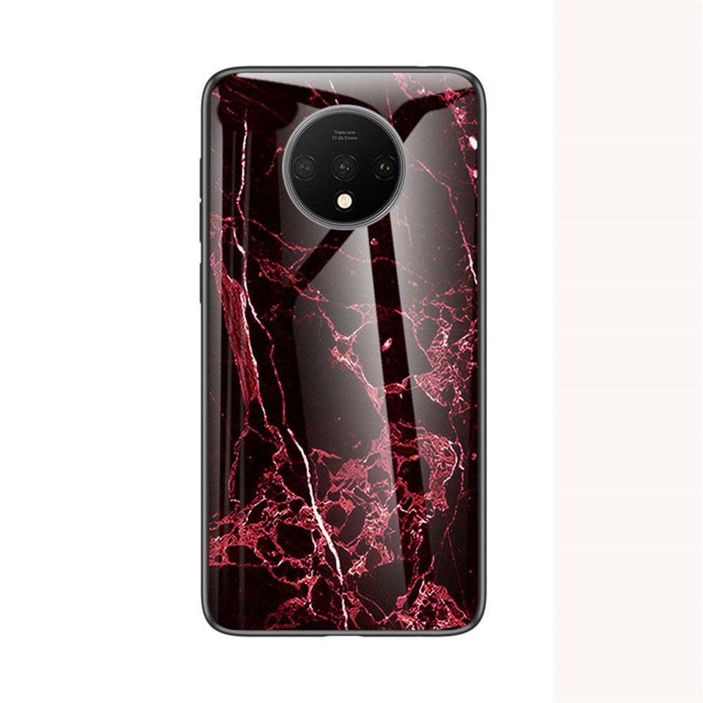 Mobilskal i marmorerat härdat glas i PC + TPU för OnePlus 7T