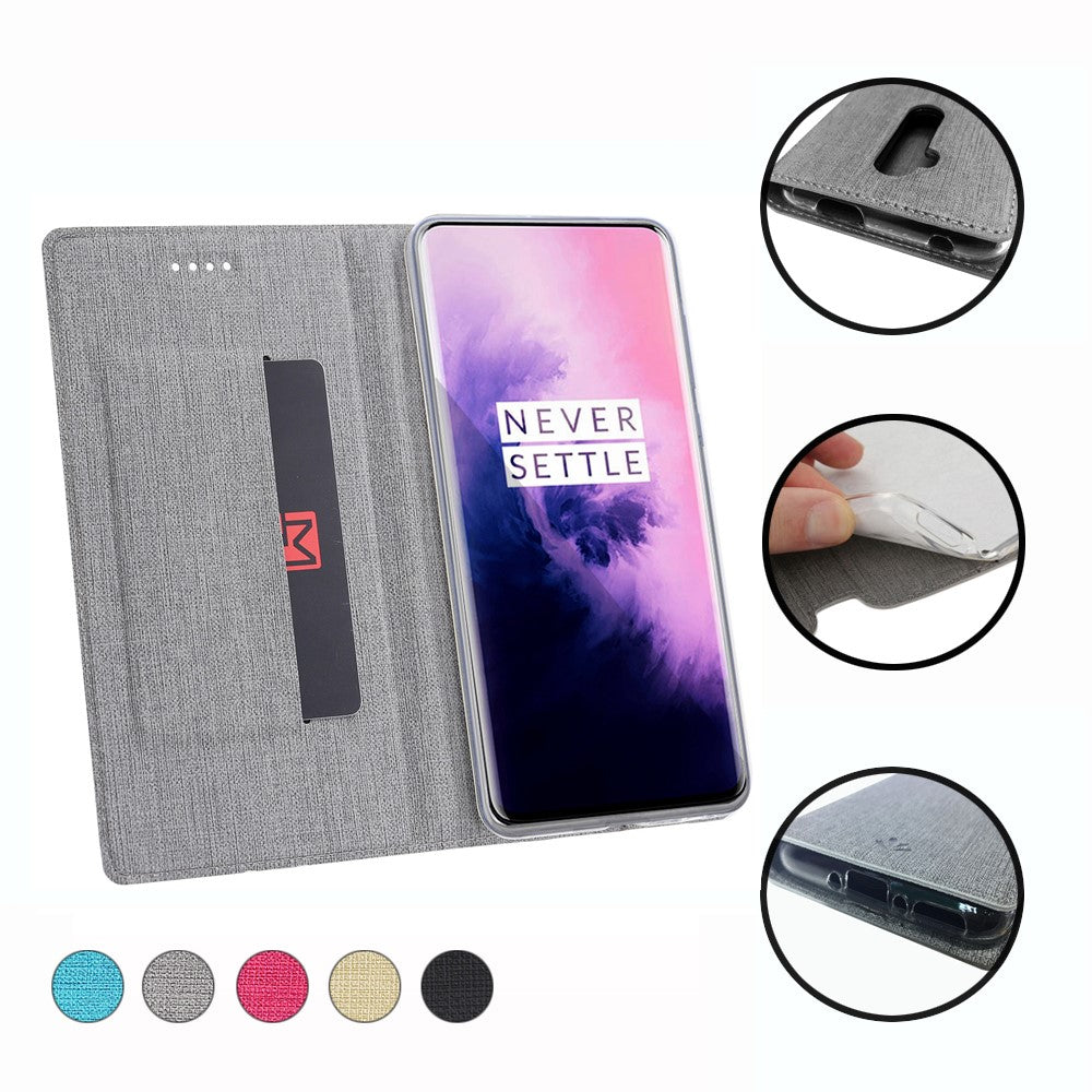 VILI DMX Cross Texture Läderfodral med Kortplats för OnePlus 7T Pro