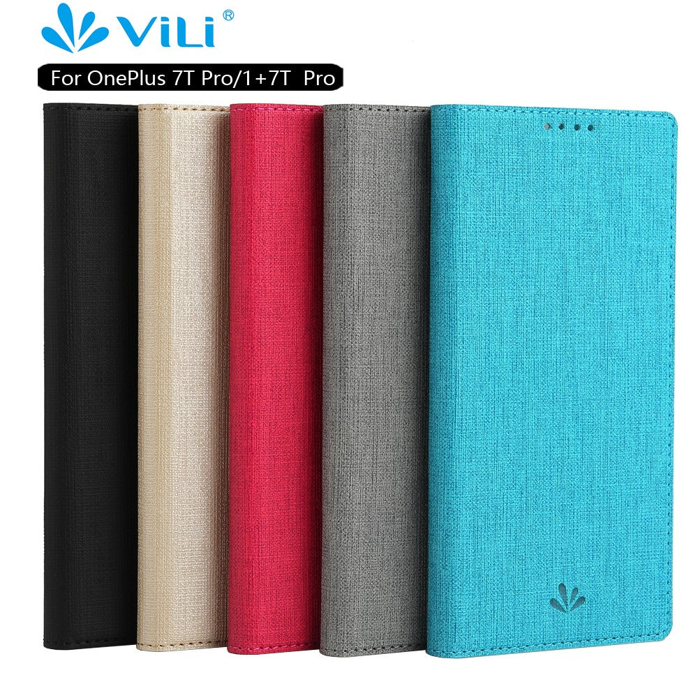 VILI DMX Cross Texture Läderfodral med Kortplats för OnePlus 7T Pro