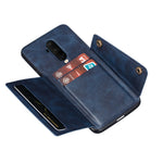 TPU-cover belagt med PU-læder, stativ og kortholder [indbygget magnetisk køretøjsplade] til OnePlus 7T Pro