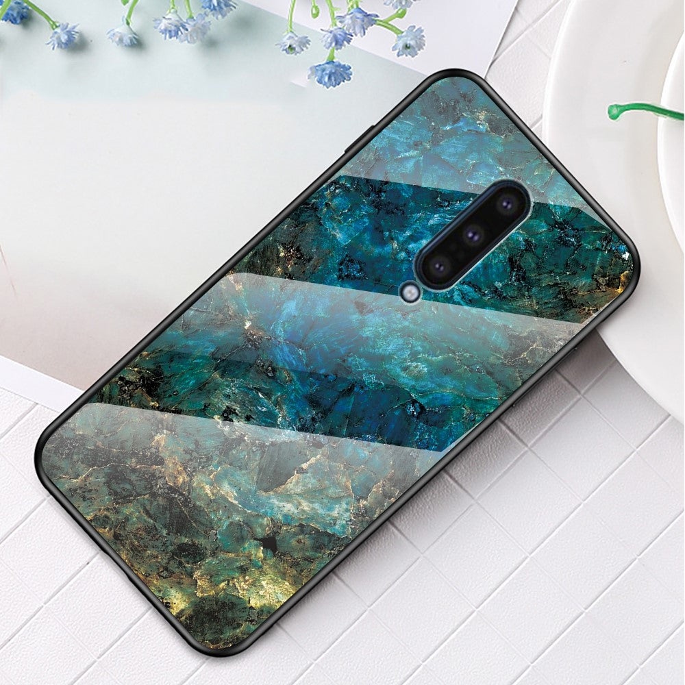 Kombinationsskal i härdat glas med marmormönster och PC + TPU för OnePlus 8