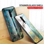 Kombinationsskal i härdat glas med marmormönster och PC + TPU för OnePlus 8