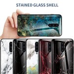 Kombinationsskal i härdat glas med marmormönster och PC + TPU för OnePlus 8