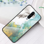 Kombinationsskal i härdat glas med marmormönster och PC + TPU för OnePlus 8
