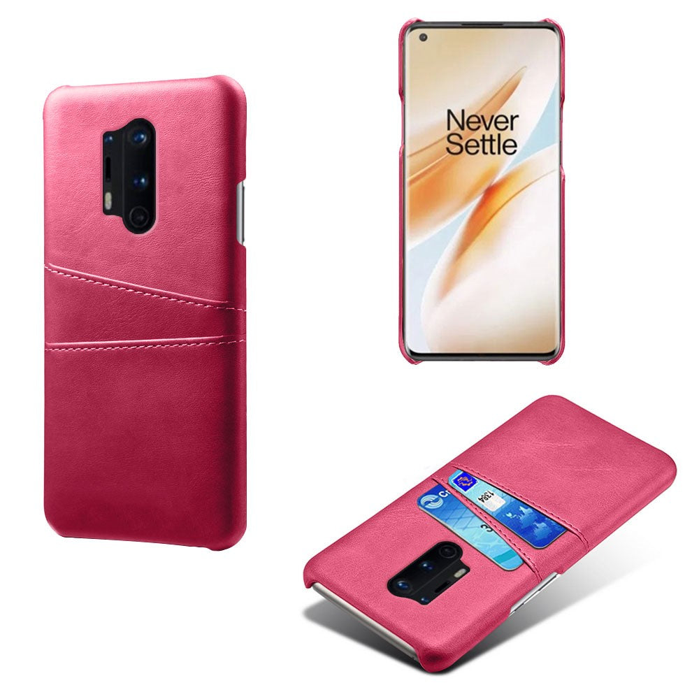med dubbla kortfack PU-läderbelagt hårt PC-skal för OnePlus 8 Pro