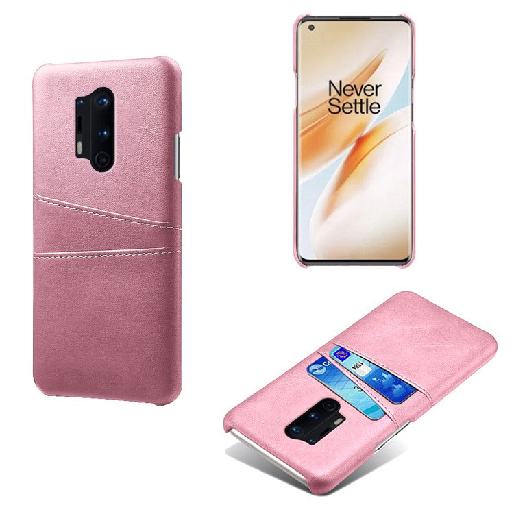 med dubbla kortfack PU-läderbelagt hårt PC-skal för OnePlus 8 Pro