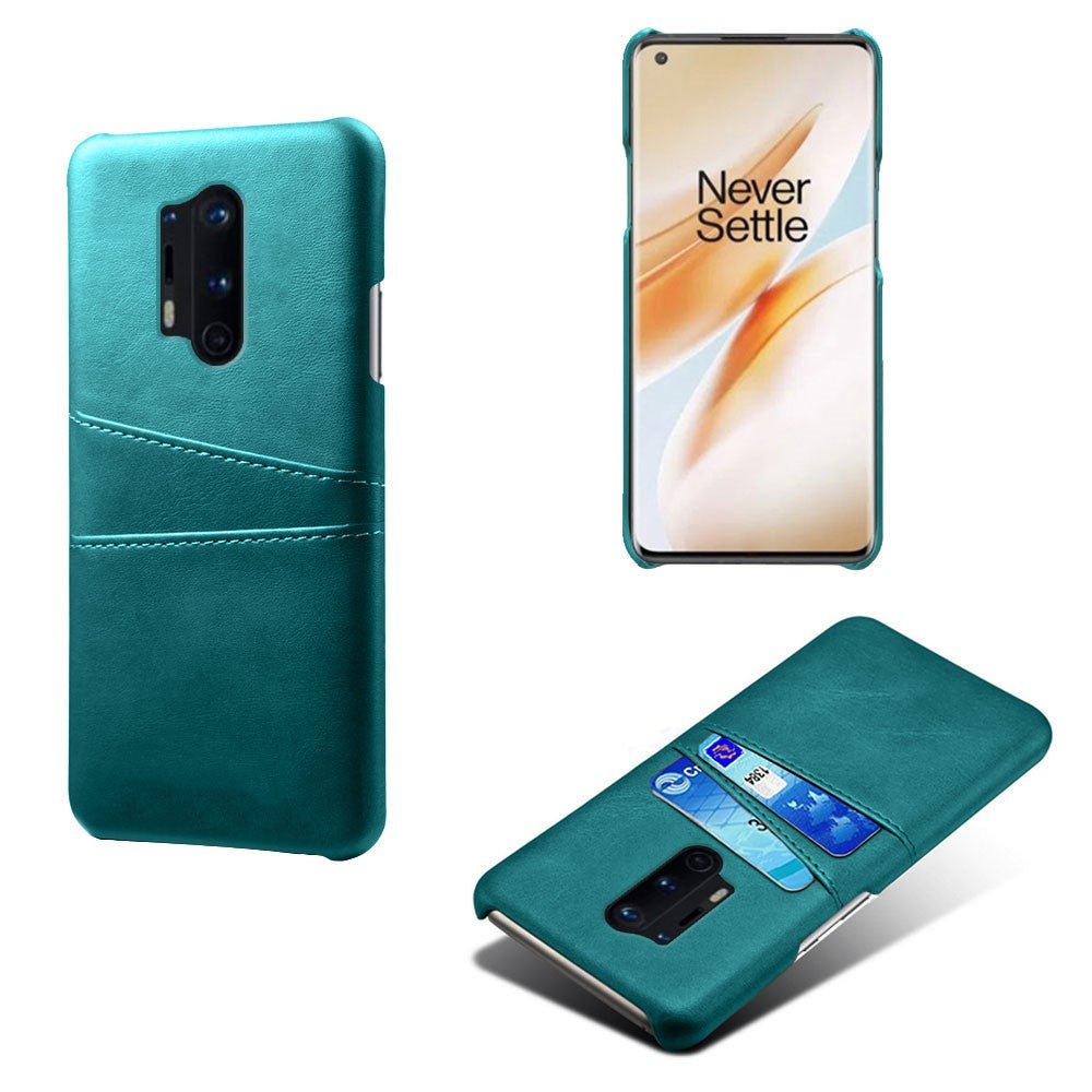 with Double Card Slots PU Leather Coated Hard PC Cover for OnePlus 8 Pro