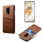 with Double Card Slots PU Leather Coated Hard PC Cover for OnePlus 8 Pro