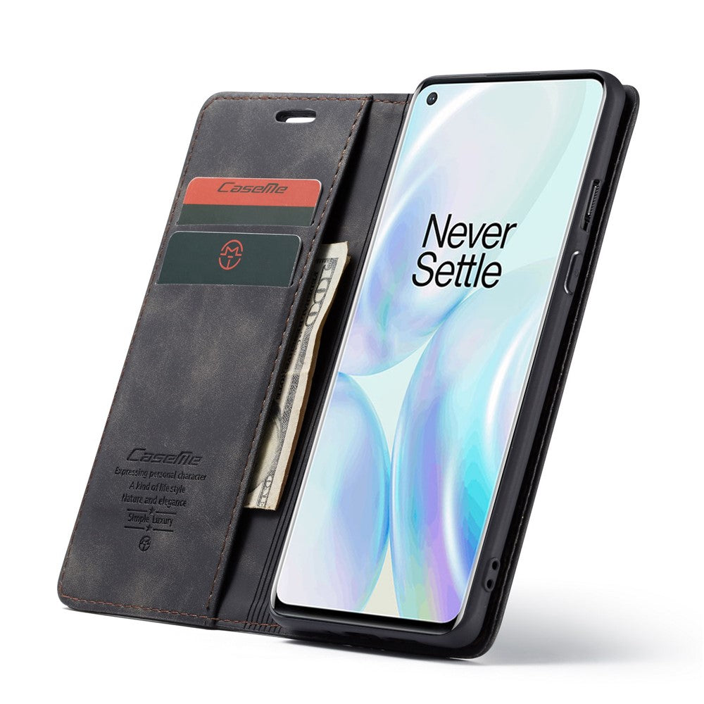CASEME 013-serien självabsorberande läderplånboksskal för OnePlus 8