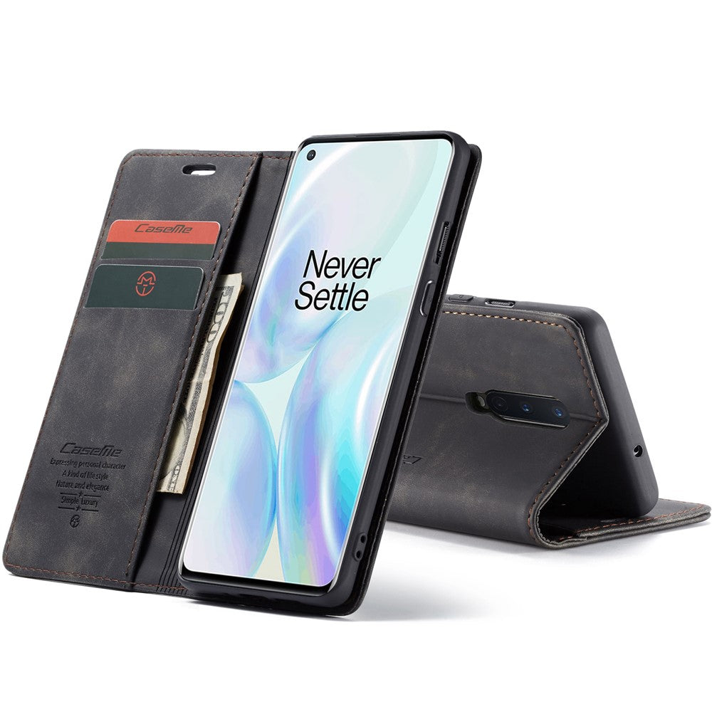 CASEME 013-serien självabsorberande läderplånboksskal för OnePlus 8