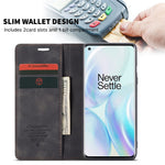 CASEME 013-serien självabsorberande läderplånboksskal för OnePlus 8