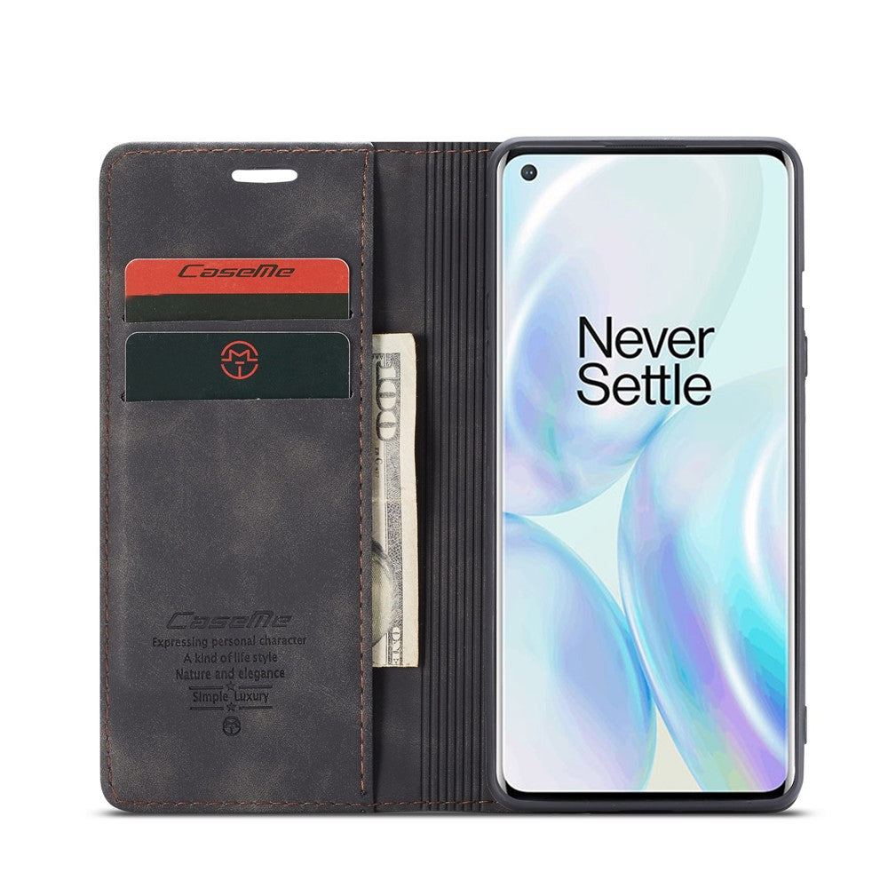 CASEME 013-serien självabsorberande läderplånboksskal för OnePlus 8