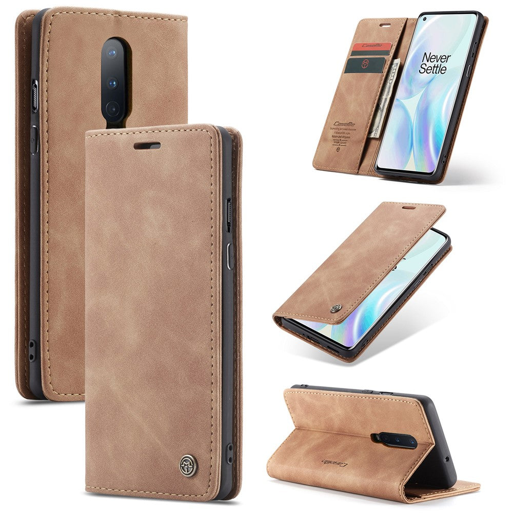 CASEME 013-serien självabsorberande läderplånboksskal för OnePlus 8