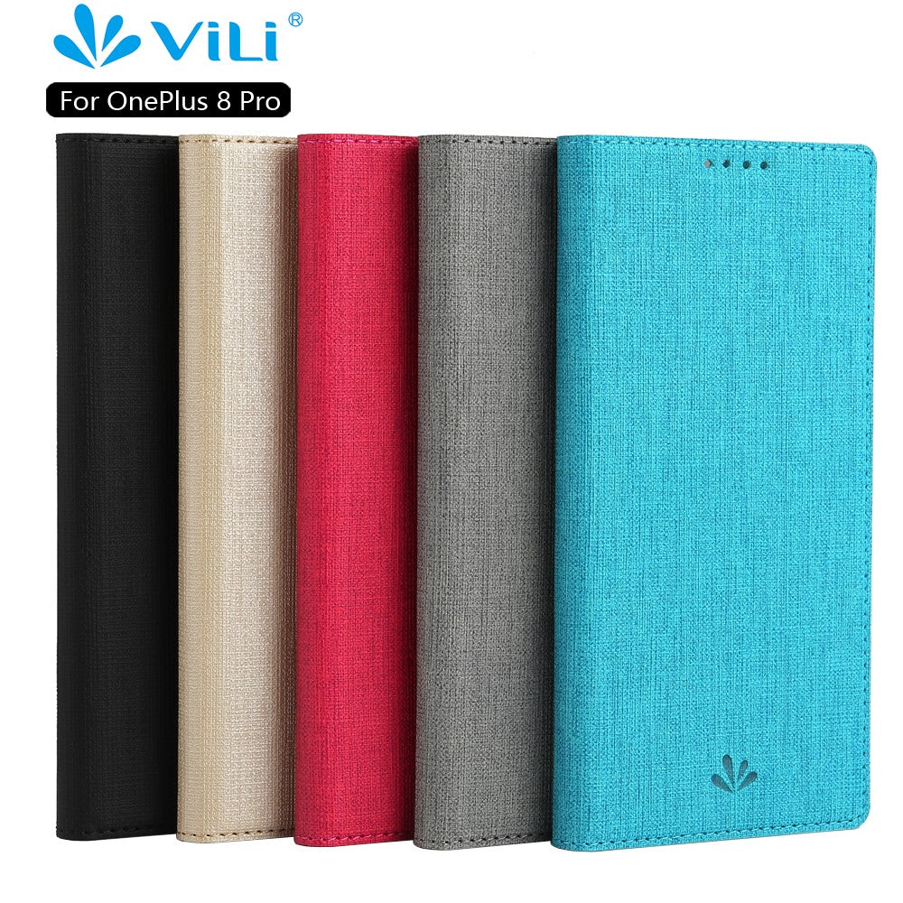 VILI DMX Cross Texture Läderställskal för OnePlus 8 Pro