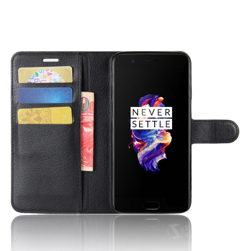 Litchi Skin PU Läder Plånboksfodral till OnePlus 5