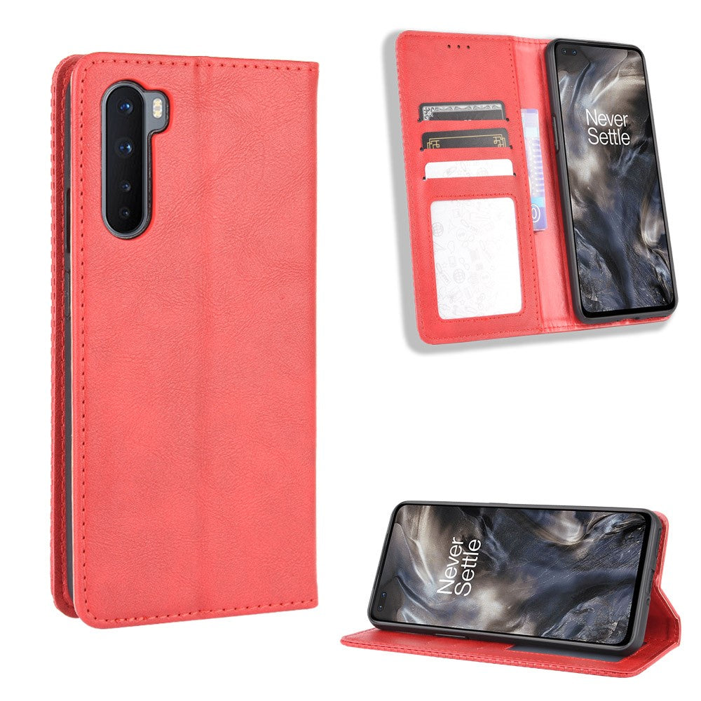 Auto-absorbed Retro Leather Wallet Phone Case for OnePlus Nord