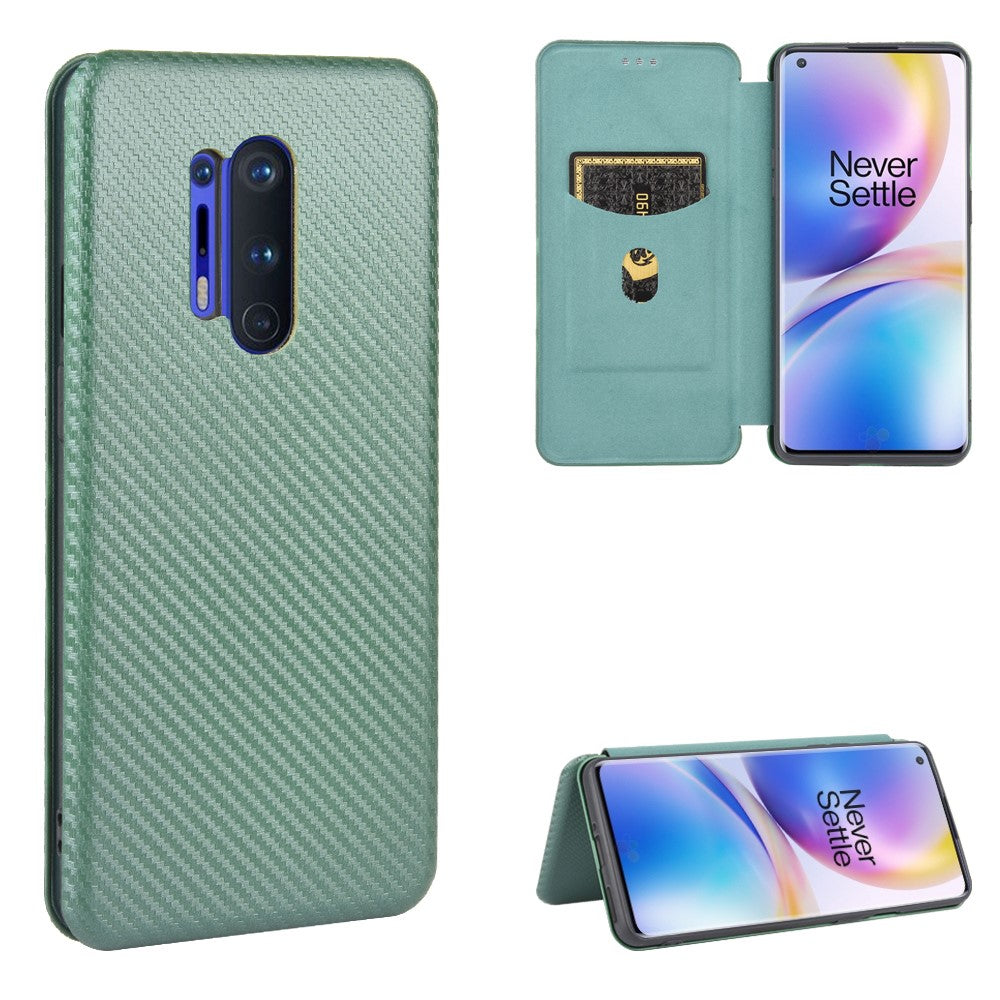 Självabsorberande mobilskal i kolfibertexturerat läder för OnePlus 8 Pro
