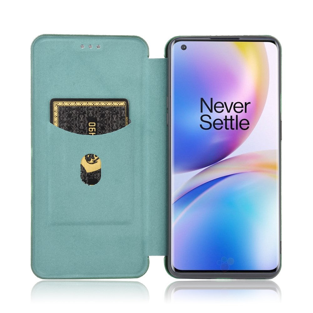 Självabsorberande mobilskal i kolfibertexturerat läder för OnePlus 8 Pro