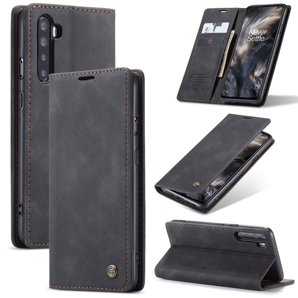 CASEME 013-serien självabsorberande läderplånboksfodral för OnePlus Nord