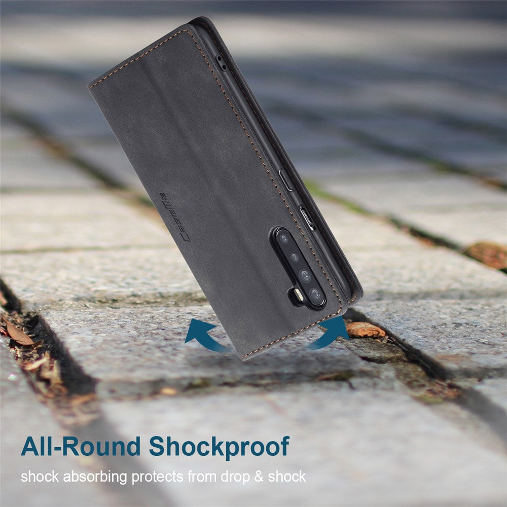 CASEME 013-serien självabsorberande läderplånboksfodral för OnePlus Nord
