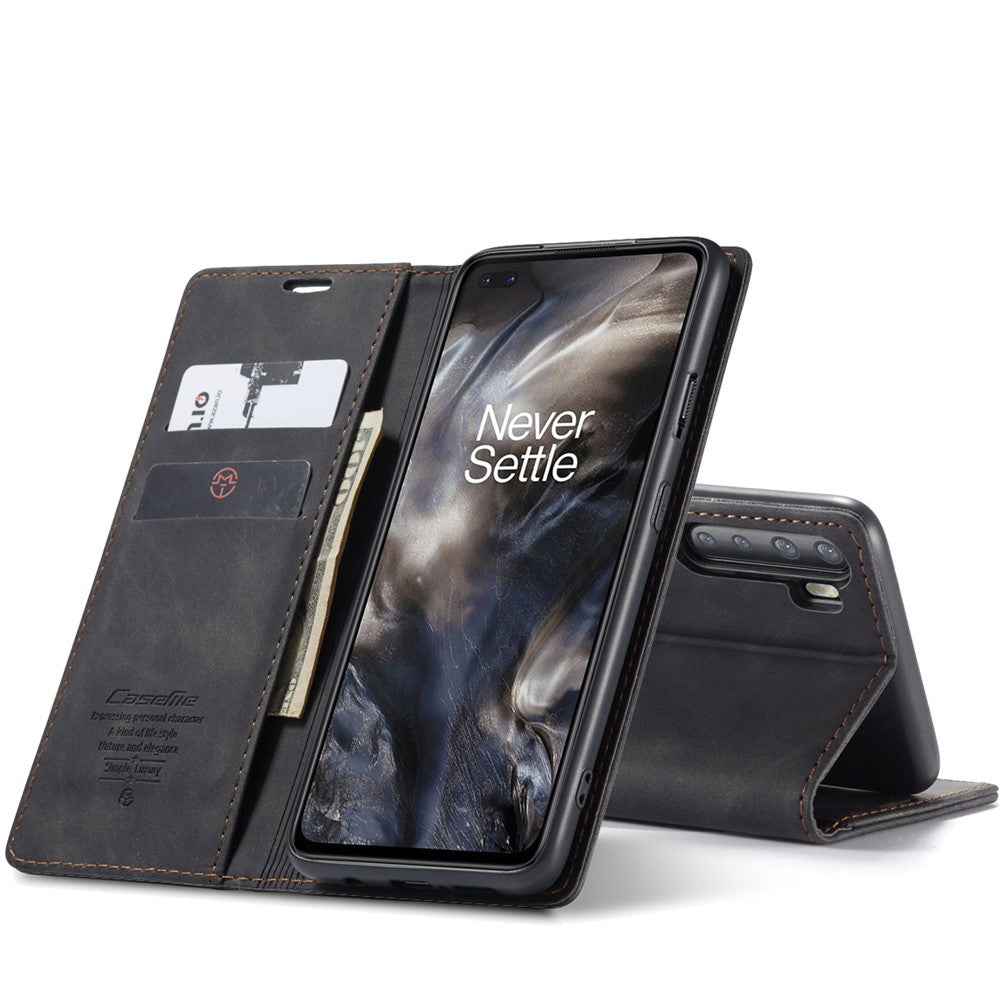 CASEME 013 Series Auto-absorbed Leather Wallet Protection Case for OnePlus Nord
