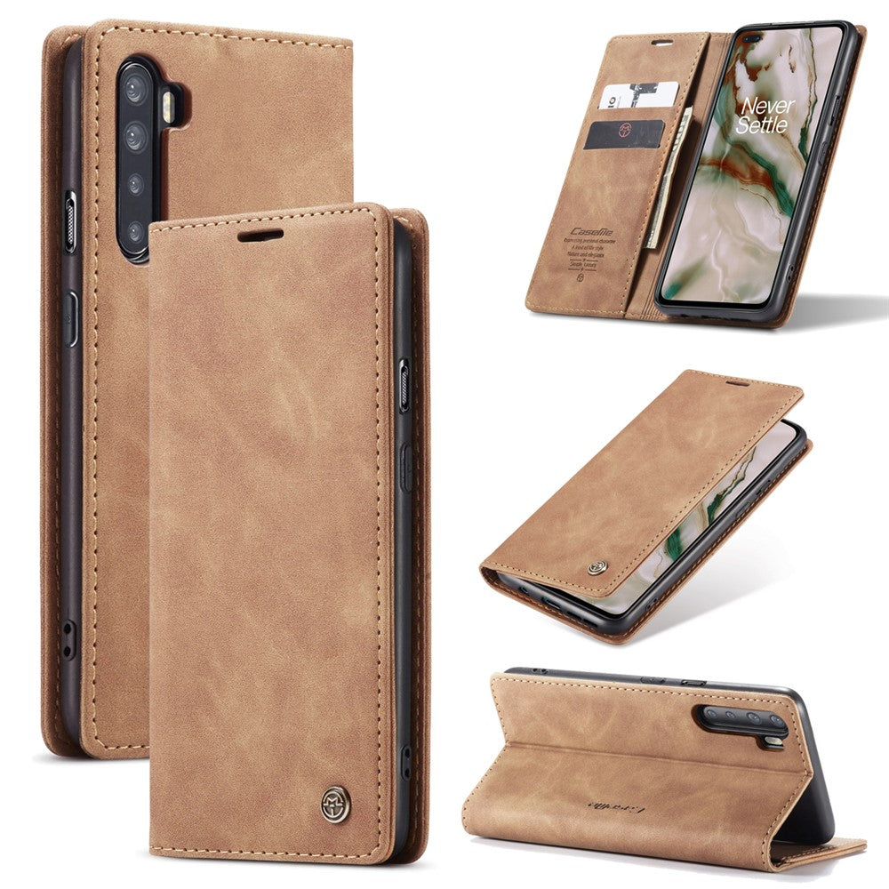 CASEME 013-serien självabsorberande läderplånboksfodral för OnePlus Nord