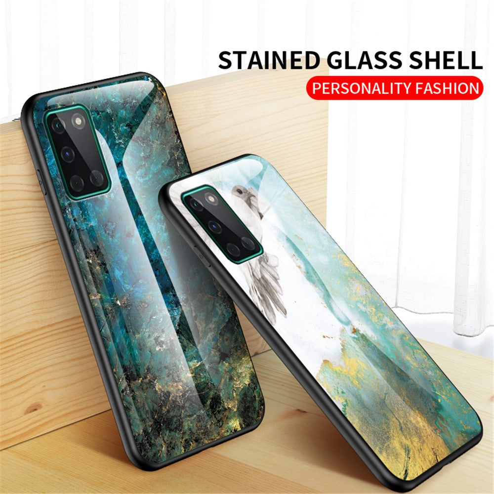 Etui i hærdet glas med marmorstruktur og PC + TPU til OnePlus 8T