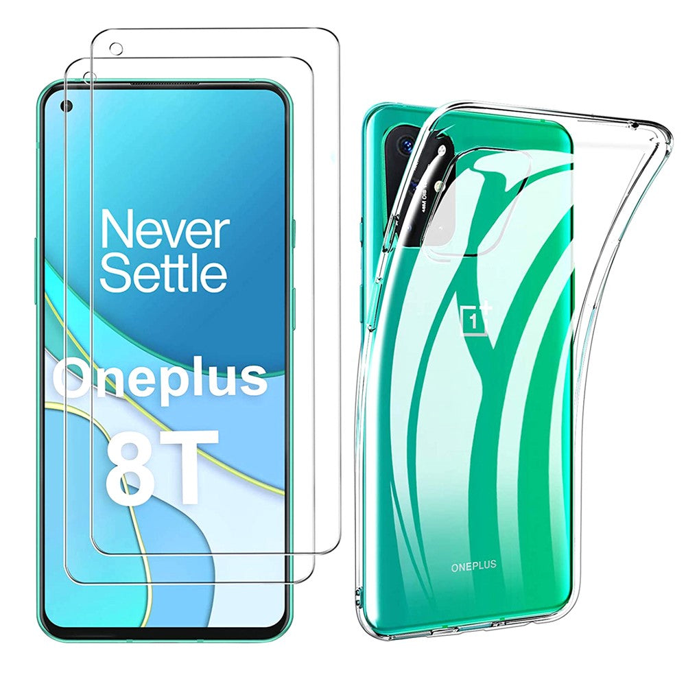 Mjukt TPU-skal till OnePlus 8T med skärmfilm i härdat glas