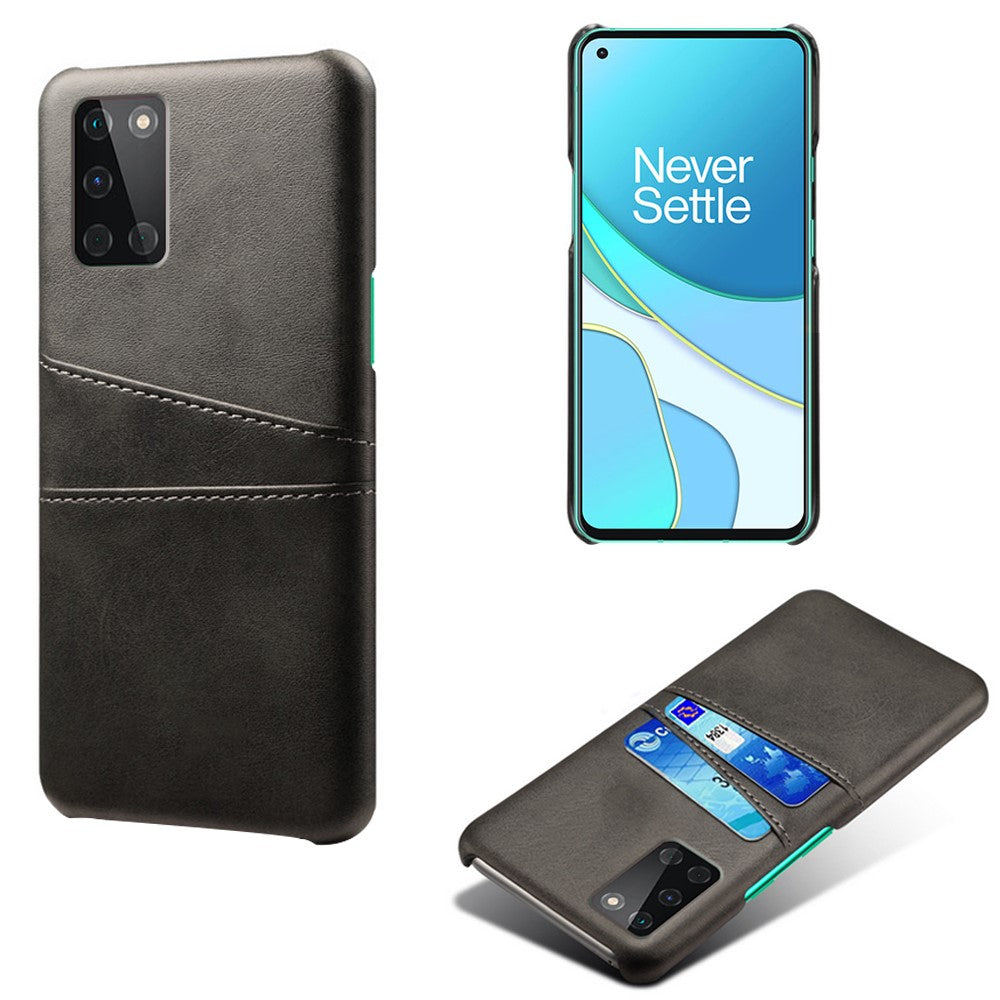 Dubbla kortfack PU-läderbelagt hårt PC-mobilskal för OnePlus 8T
