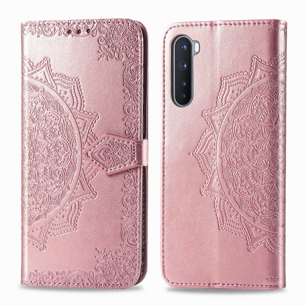 Embossed Mandala Flower Leather Case with Wallet Stand for OnePlus Nord